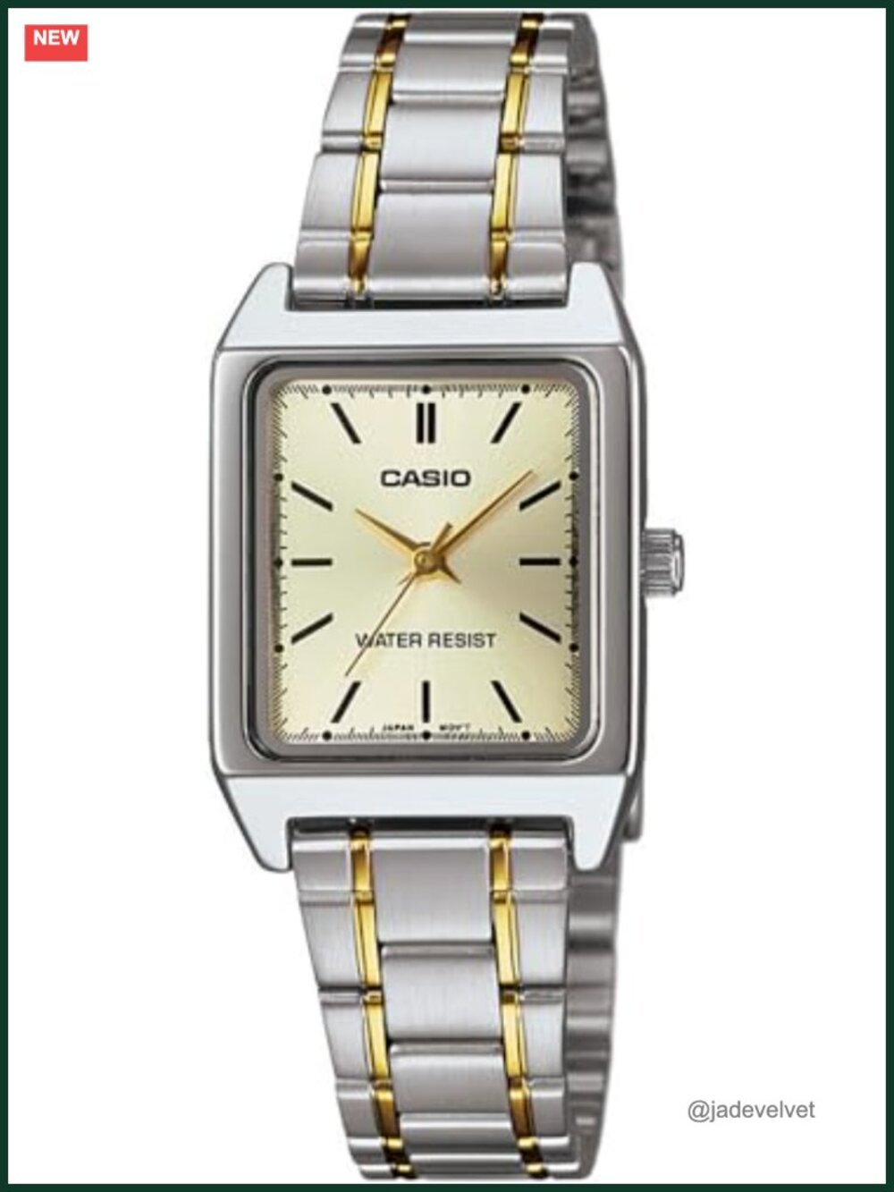 Casio Quartz Analog Wristwatch Stainless Steel Bracelet 22mm Water Resistant